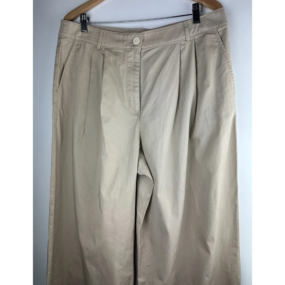NWT LOFT 2024 Poplin Super Wide Leg Pants Toasted Beige Tan Khaki Womens Size 14 - Picture 3 of 11
